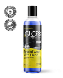 The BeGloss latex detergent is shown against a white background