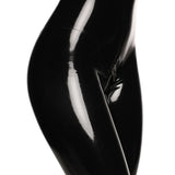 A close-up of waist of a model is shown wearing the black cortex catsuit with zippers standing against a white background.