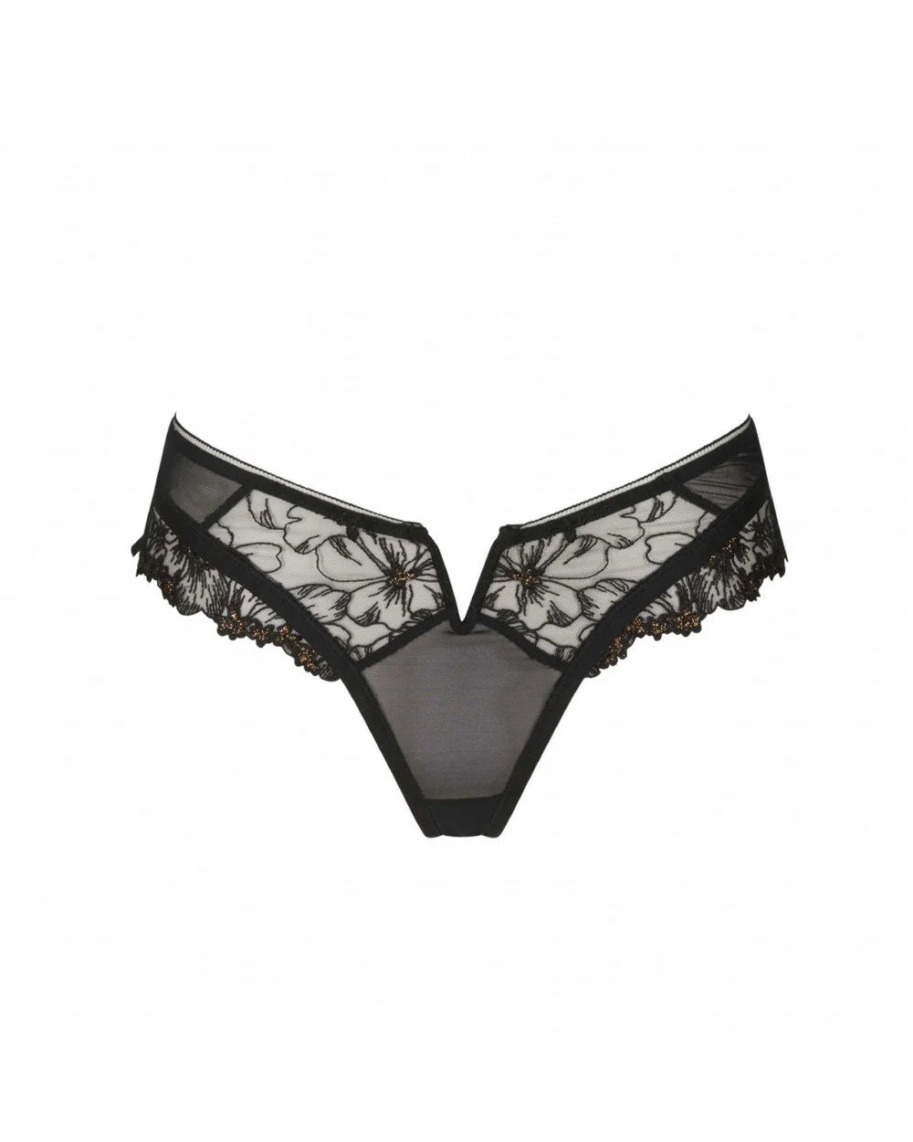 Black lace lingerie on a white background