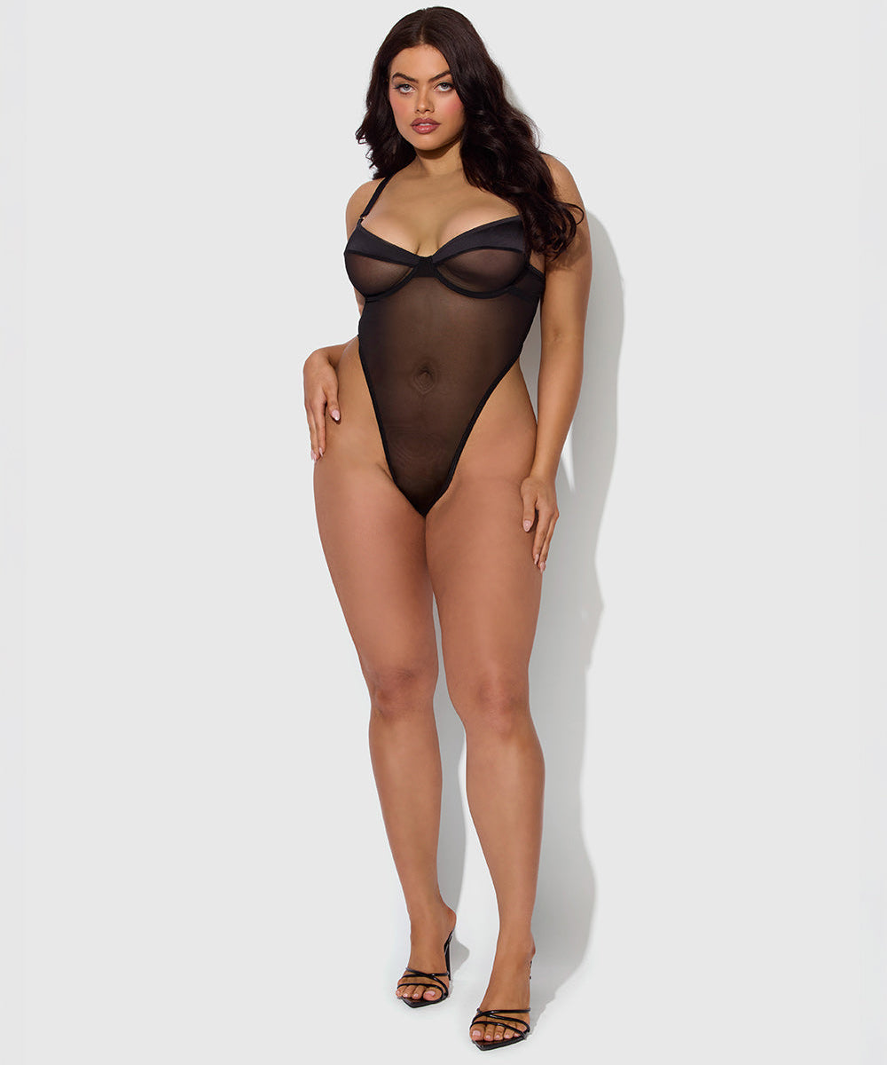 H.O.D. Raquel Mesh and Silky Micro Underwire Bodysuit