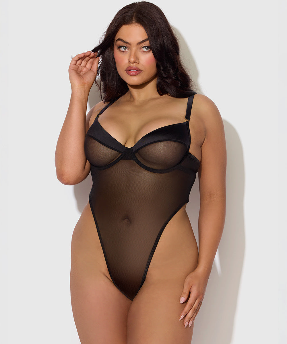 H.O.D. Raquel Mesh and Silky Micro Underwire Bodysuit