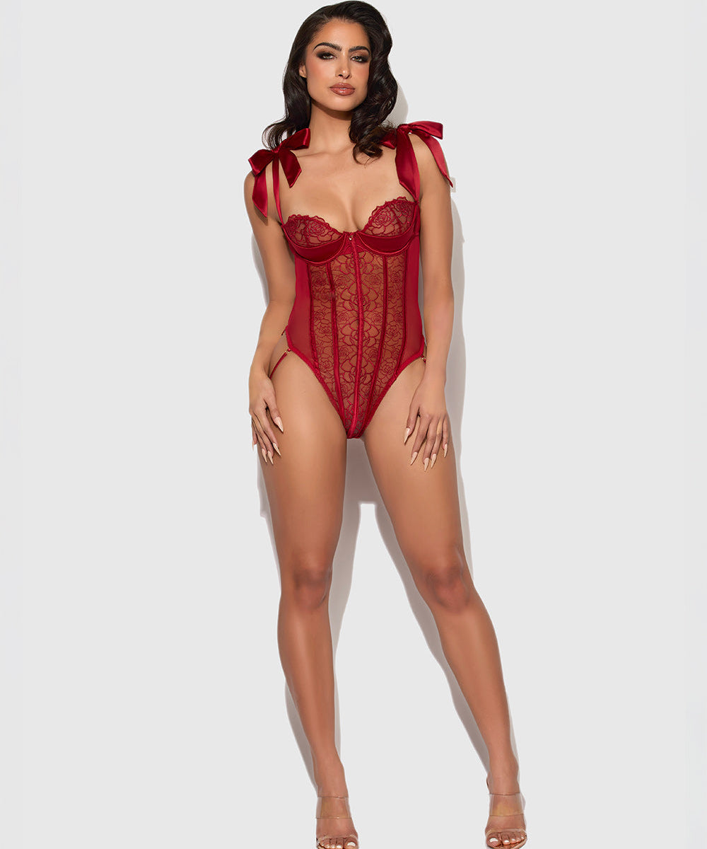 Rosalie Rouge Strappy Lace Teddy