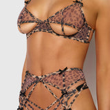 Leopard print bikini set on a neutral background