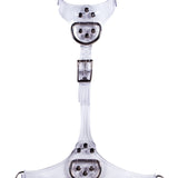 The Clear CTRL Bust Harness is shown against a blank background. It is made of clear PVC with silver hardware. The harness has a D-ring at the collar and between the breasts, as well as on the sides of the underbust band.