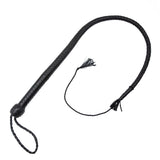 Black leather whip on a white background