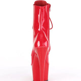 Red high-heeled boot on a white background